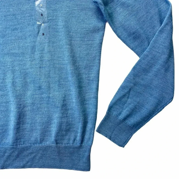 Club Room Blue Merino Wool Blend 1/4 Zip Mens Sweater - Picture 3 of 8